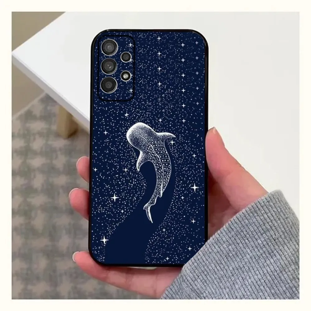 Ocean Animal whale Painting Phone Case For Samsung Galaxy A13,A21s,A22,A31,A32,A52,A53,A71,A80,A91 Soft Black Cover