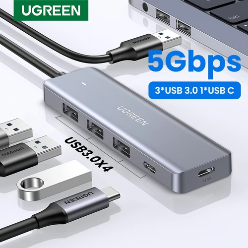 UGREEN USB HUB 4 puertos USB-A divisor adaptador expansor USB ultrafino para ratón teclado MacBook accesorios para ordenador portátil XBOX PS5