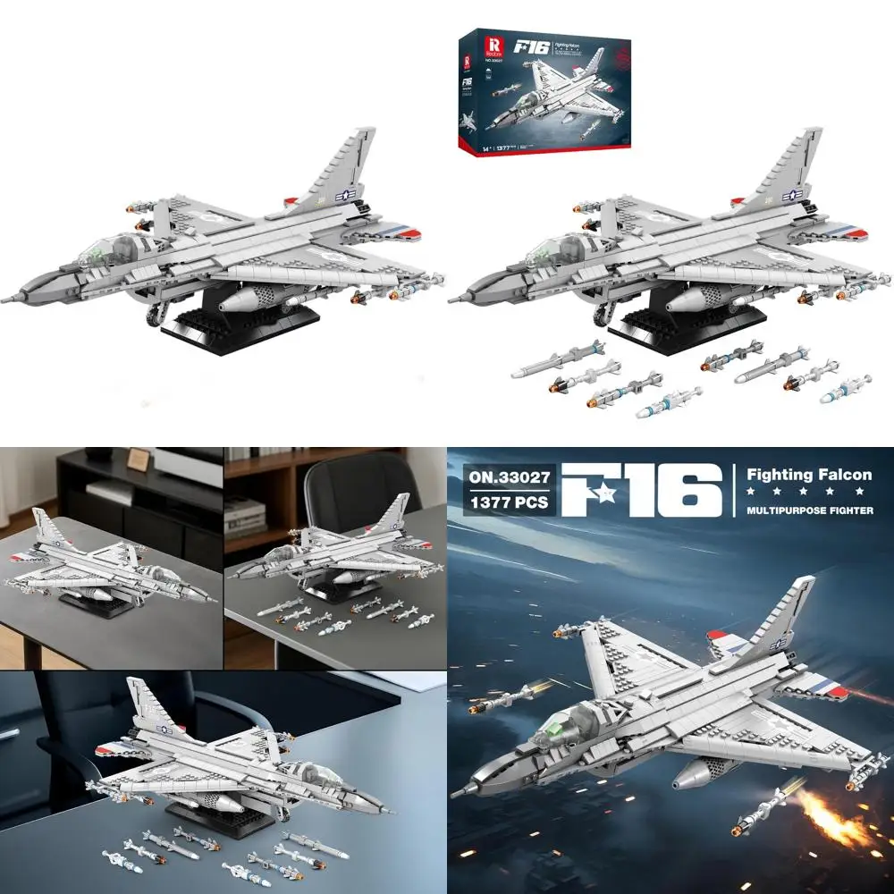 Kit de construction de jet de chasse Reobrix F-16, modèle d'affichage militaire, blocs de l'armée de l'air, 33027, avion Falcon, 1377 pièces, cadeaux pour Avi