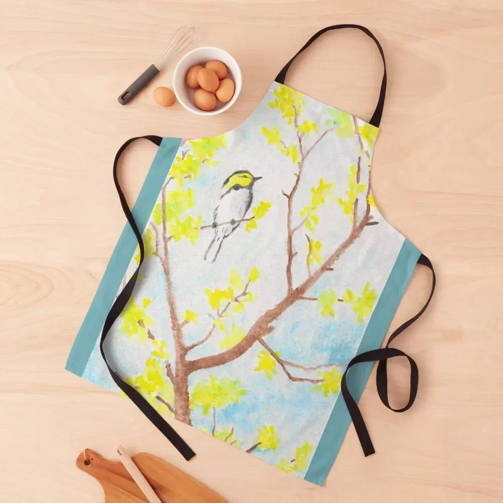 

Golden-Cheeked Warbler Apron Chef Uniform women's kitchens barber uniform Kitchen New 2022 Year Apron