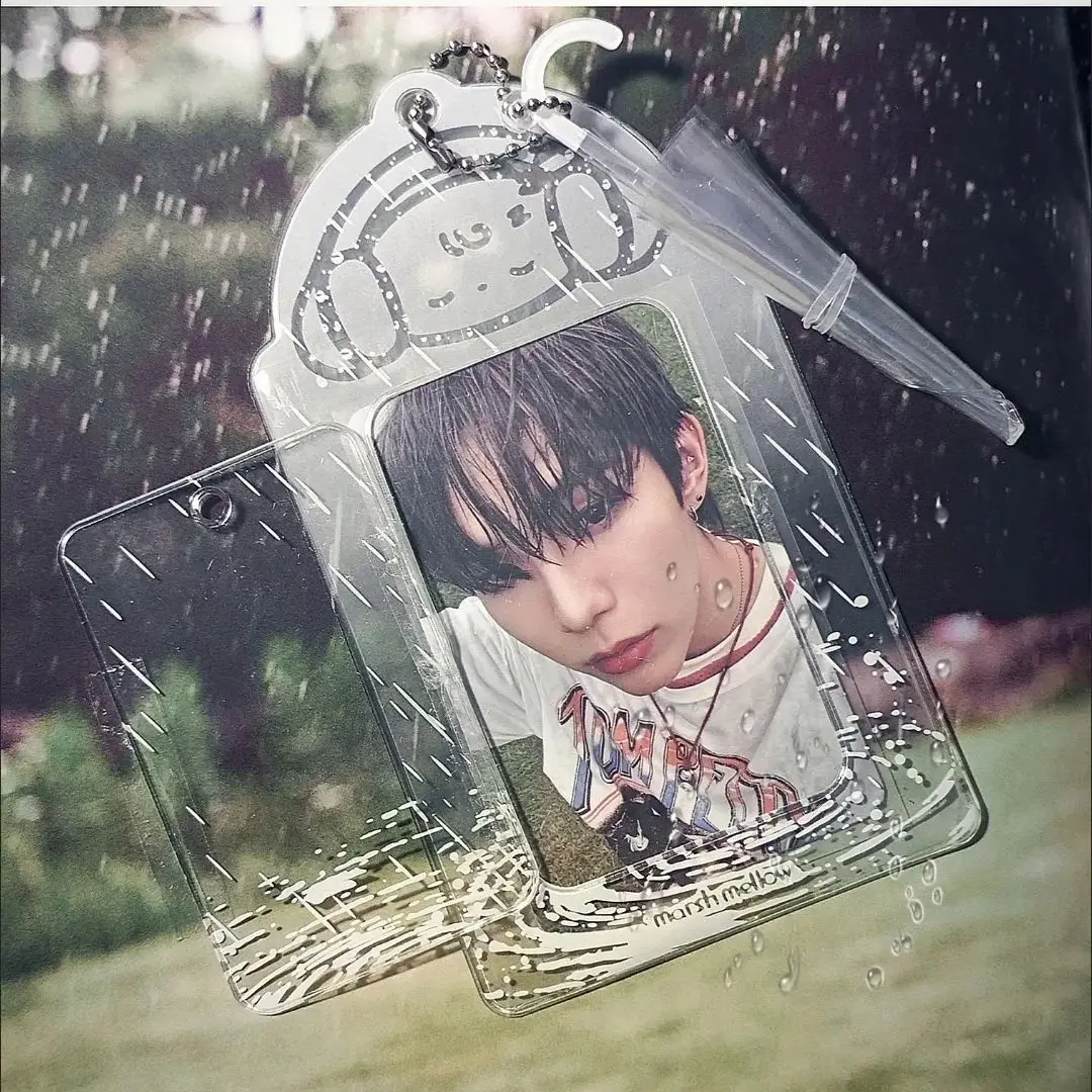 Umbrella Kpop Photocard Holder with Keychain Y2K PhotoCard Holder Kpop Charm Holders Kawaii Photo Card Keychain PVC