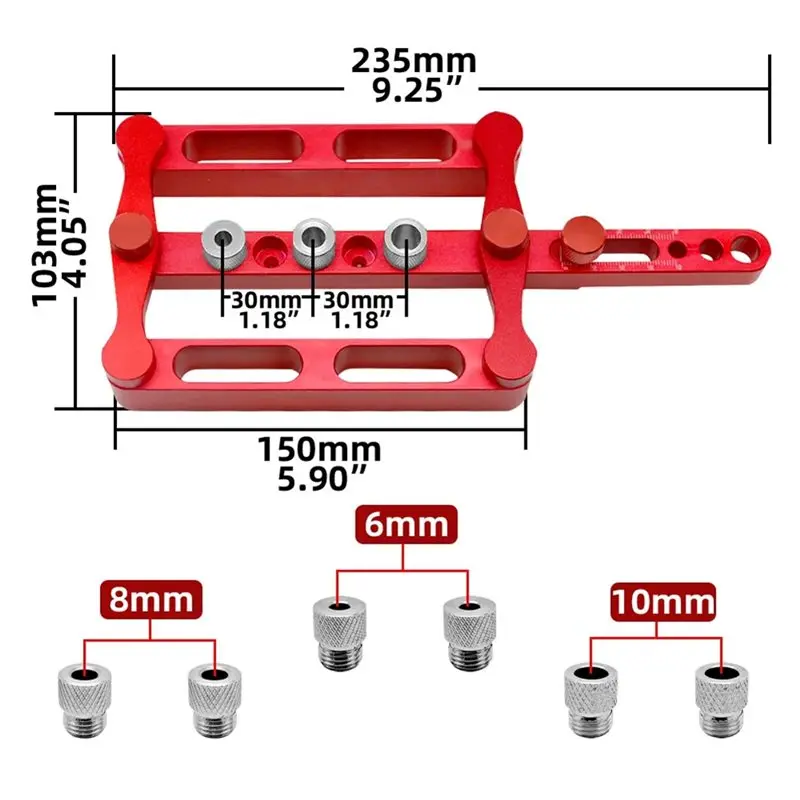 【هدية】دليل حفر الثقب أداة النجارة الذاتية أداة تحديد ثقب اللكم أداة تحديد المواقع لمسارات متري 6/8/10 مم #6