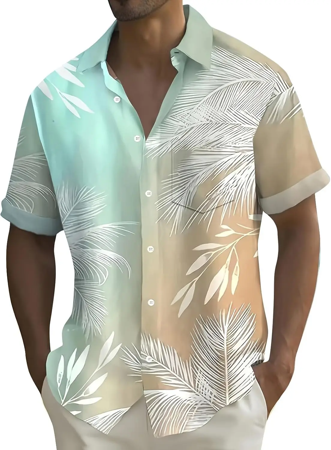 تي شيرت رياضي من OverDose Boutique للرجال كاجوال مرقع مطبوع بأكمام قصيرة وأزرار لأعلى للرجال