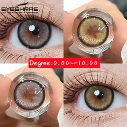EYESHARE 0~-10.00 Degree Natural Colored Contact Lenses With Diopters Prescription Brown Gray Myopia Contact Eyes Lenses Yaerly