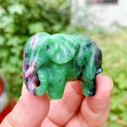 Natural Ruby in Zoisite Elephant Crystal Animal, Fish Tank Landscaping, Carving Healing, Christmas Gift, Home Decoration, 4.7cm
