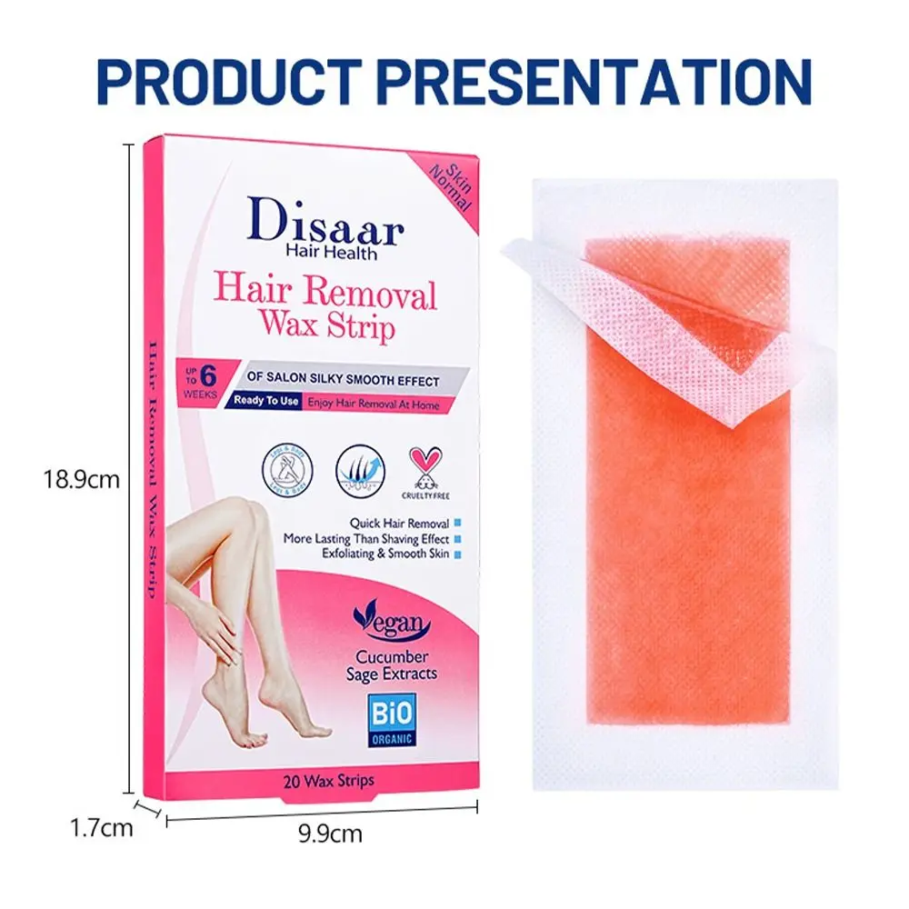 20Pcs/Set Hair Removal Wax Paper Professional Non-permanent Depilatory Body Facial Effective Waxing Cold Wax Strips Paper Women