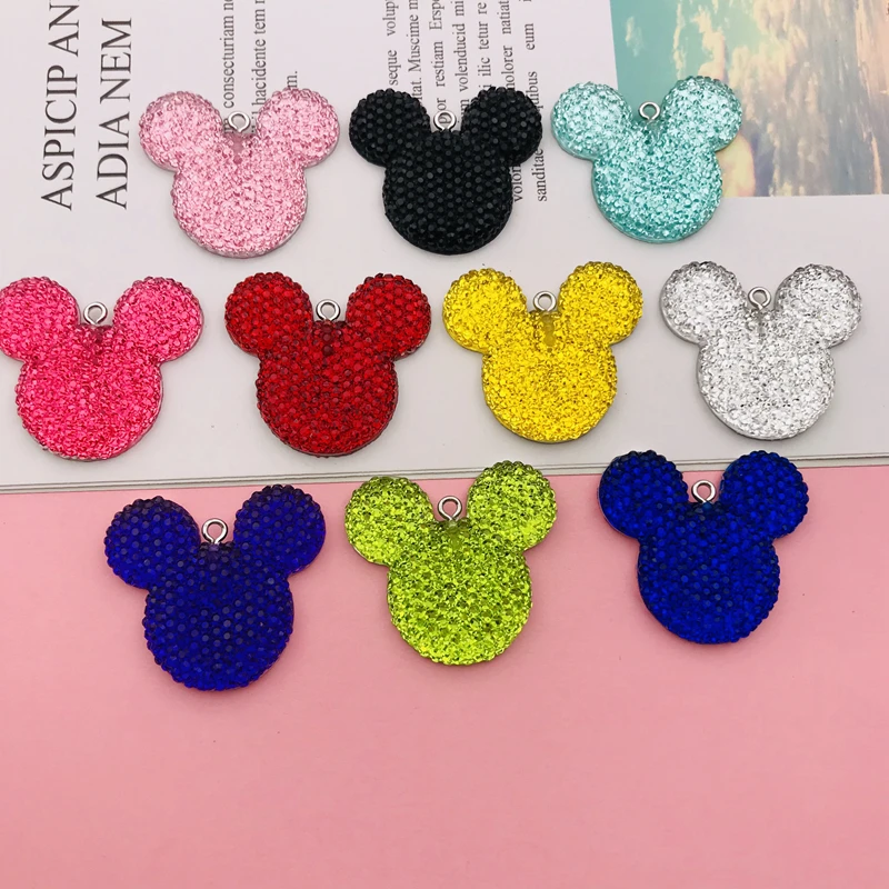 10pcs Hot Selling Cute Sparkle Mouse Charms for Earring Necklace Bracelet Jewelry Accessory Pendant DIY