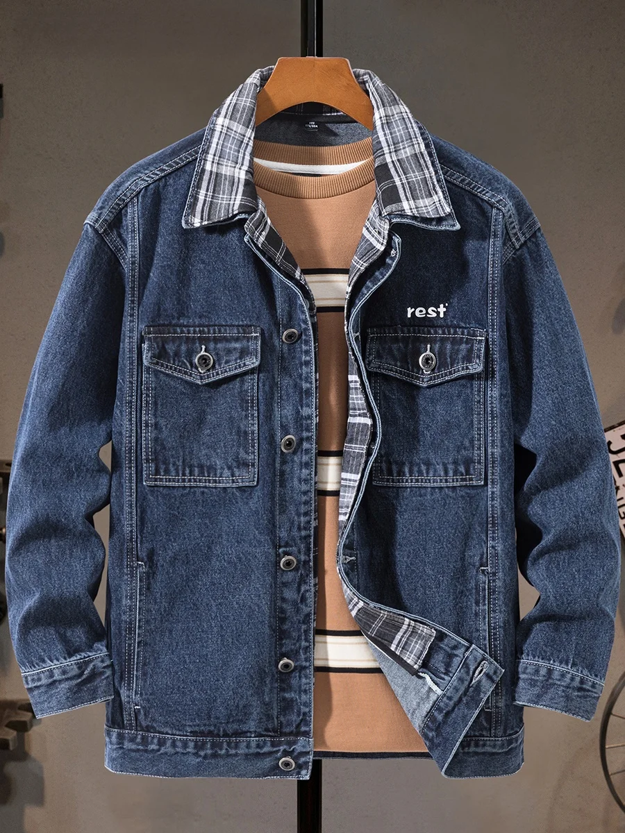 

Мужская джинсовая куртка Waed: повседневная, свободного кроя, для активного отдыха, в городском стиле, с длинными рукавами, на все сезоны, из хлопка и переработанных волокон