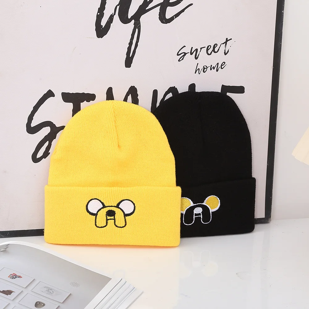 Korean Hot Sale Embroidered Beanie - Cute Cartoon Couple Cap, Minimalist Solid Color Funny Cold Hat