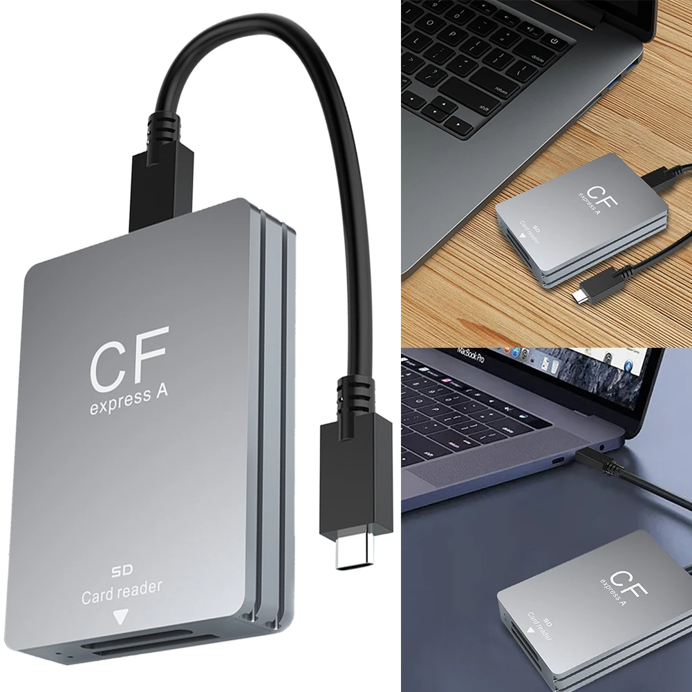

2-в-1 CFexpress Type A & SD Card Reader Адаптер для чтения карт памяти USB 3.2 10 Гбит/с с кабелем USB C к USB C/A для зеркальных фотокамер