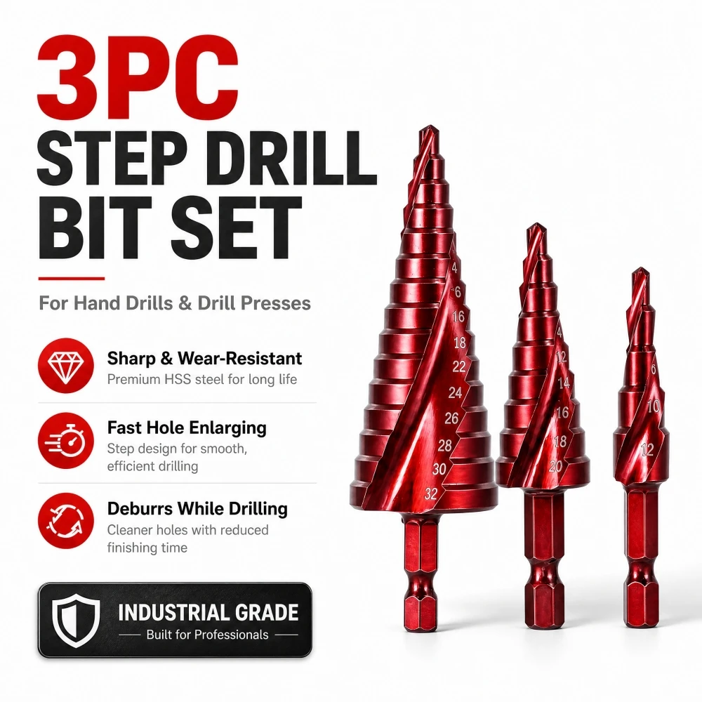 

4-32 mm 4-20 mm HSS Titanium Coated Step Drill Bit Pagoda Drill High Speed Steel Metal Wood Hole Cutter Tools