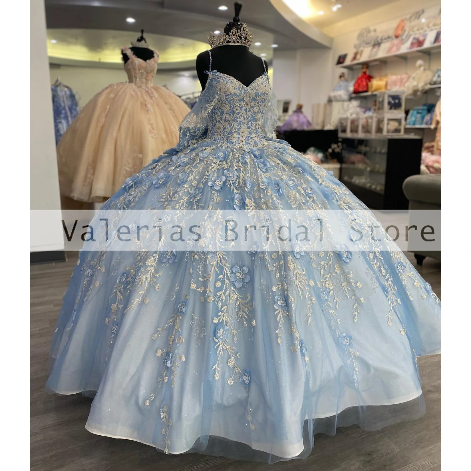 Vestido azul y GreeQuinceanera, Vestido De baile con apliques De cristales, vestidos De fiesta De cumpleaños, Vestido De 15 Quinceañeras personalizado