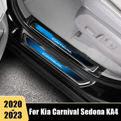 Stainless Car Door Sill Scuff Plate Cover For Kia Carnival Sedona KA4 2020 2021 2022 2023 Auto Welcome Pedals Trim Accessories