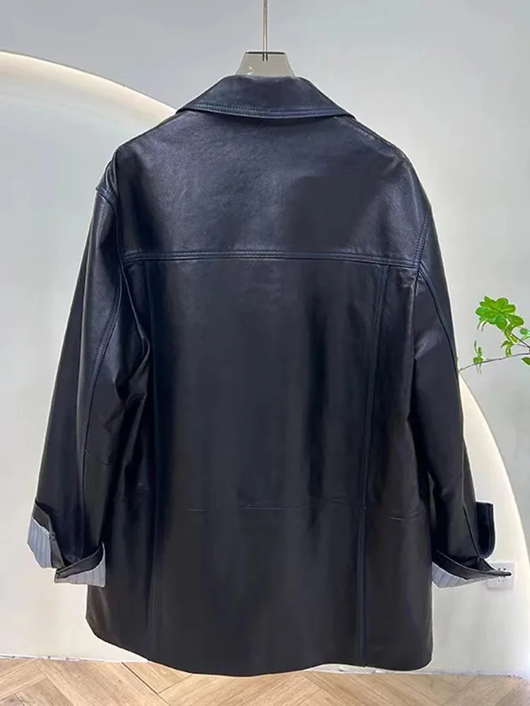 Herbst frauen Übergroßen Echt Leder Gürtel Jacke Weibliche 100% Schaffell Retro Burgund Breite Schulter Anzug Mantel Streetwear Blaze