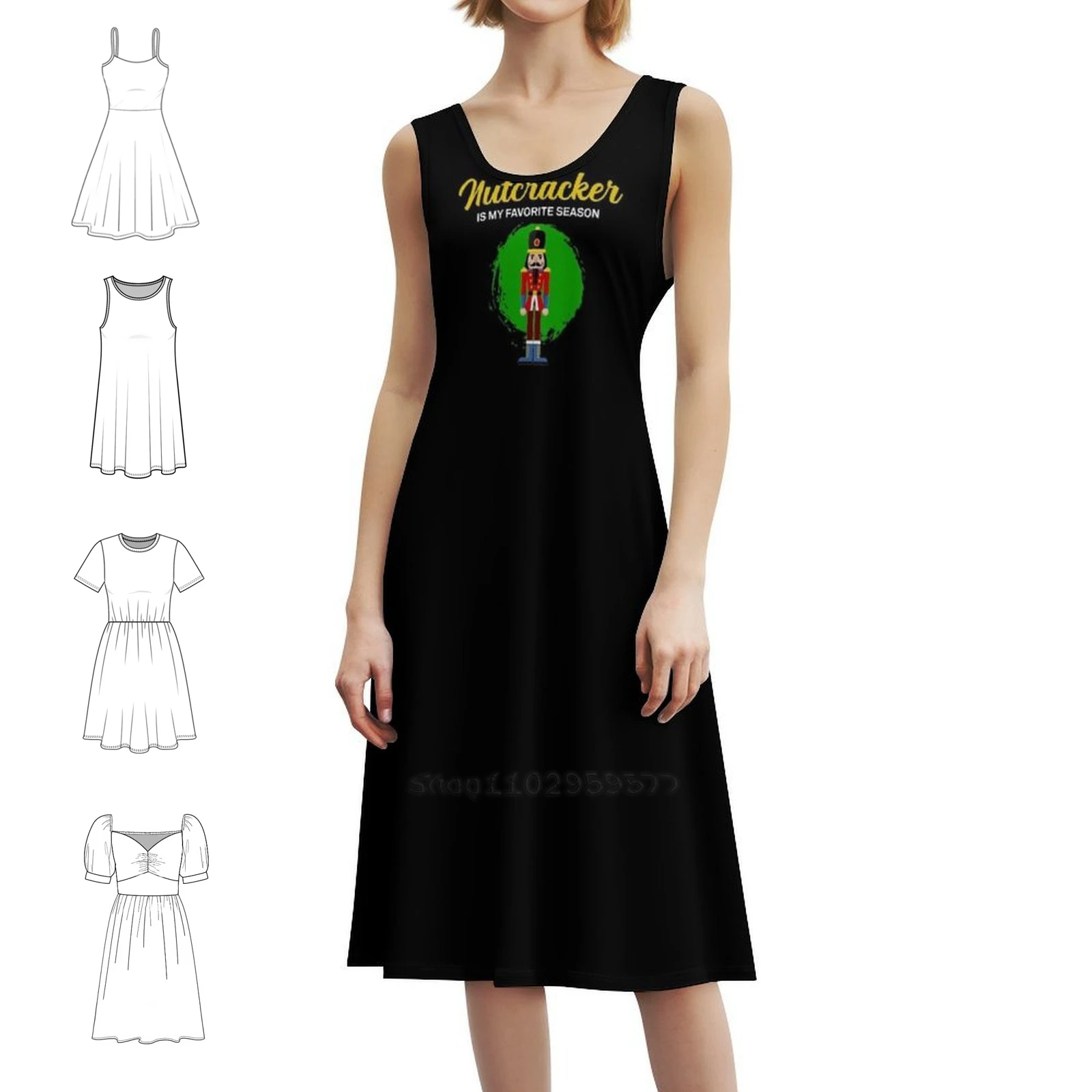 المفضلة الموسم الباليه كسارة البندق طاقم تصميم الأزهار سموك فستان للنساء الربيع الصيف فستان كاجوال للحزب كسارة البندق #1