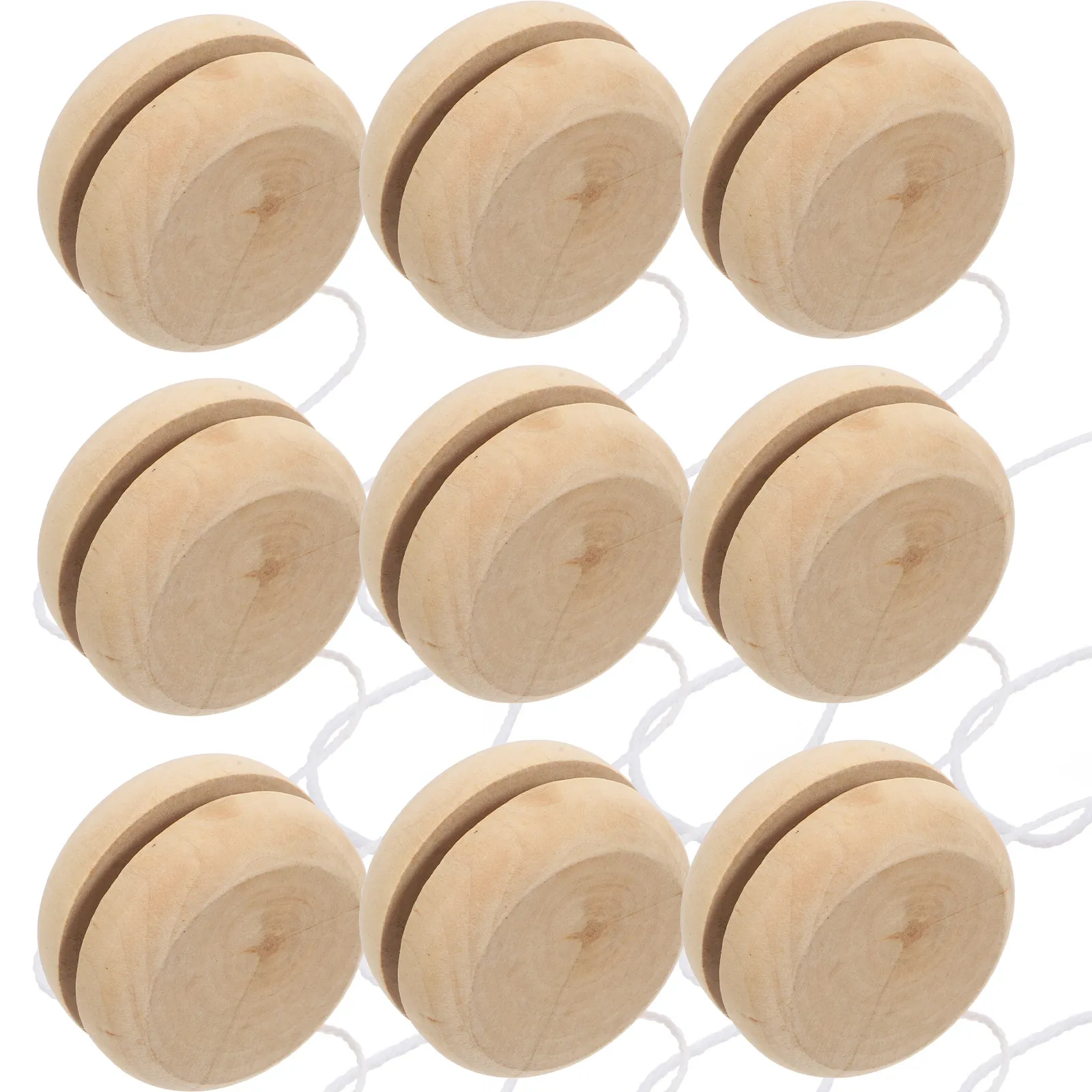 15Pcs Wooden Yo-Yo Hand Painting Set Kids Creative Game Birthday Party DIY Accessory Plaything Yo- Wood String Ball Toy