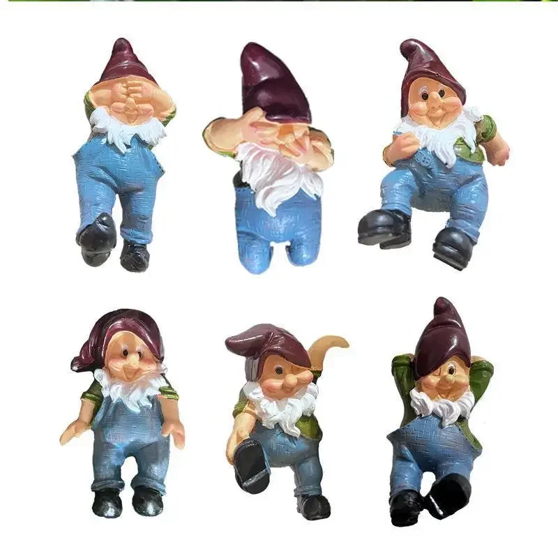 

6pcs/set christmas cartoon pastoral style hanging flower pot elf ornament garden garden gnome resin craft decoration pendant