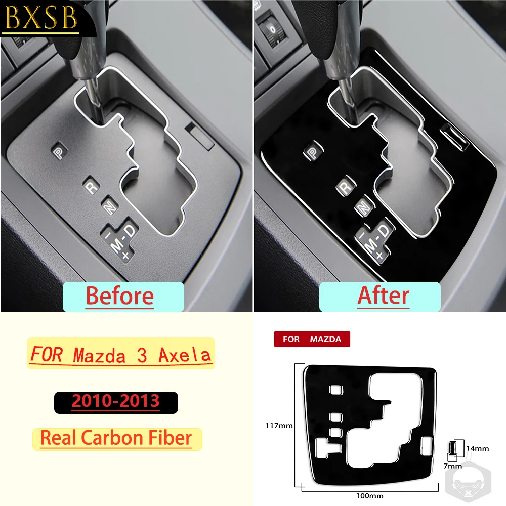For Mazda 3 Axela 2010-2013 Car Gear Shift transmission Panel Frame Trim Real Soft Carbon Fiber Interior Accessories Stickers