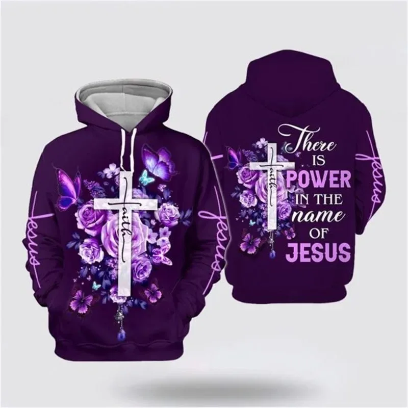 

2025 3D Christ Jesus Printed Hoodie Blesses Us with Faith Beyond Fear Fashionable Streetwear Pullover Clothing