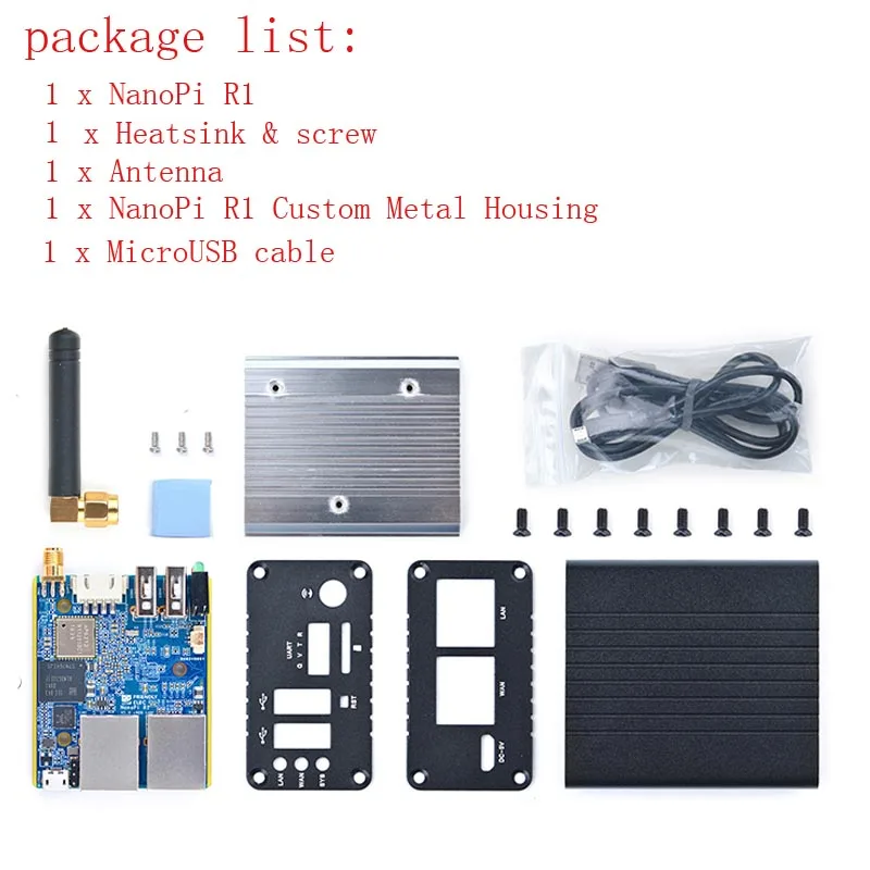 عرض ساخن لعام 2025 جهاز توجيه Nanopi R1 1GB RAM/8GB ثنائي الشاشة لإنترنت الأشياء IoT، يدعم مصدر مفتوح Ubuntu و OpenWrt