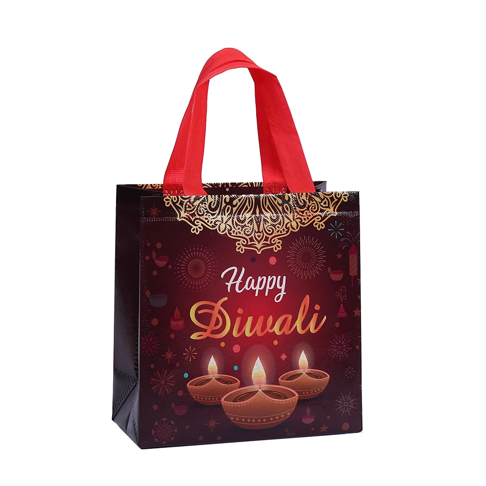 StoBag, Vibrant Indian Diwali Gift Tote Bags, Reusable non woven,  for festive supplies, packing goodies, candy toys, 12/30pcs