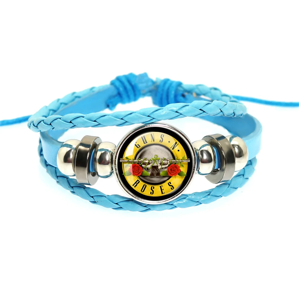 Guns N' Roses Leather Rope Bracelet Men Women Woven Creative Jewelry Couple Gemstone Bangle Fashion Charm Gifts