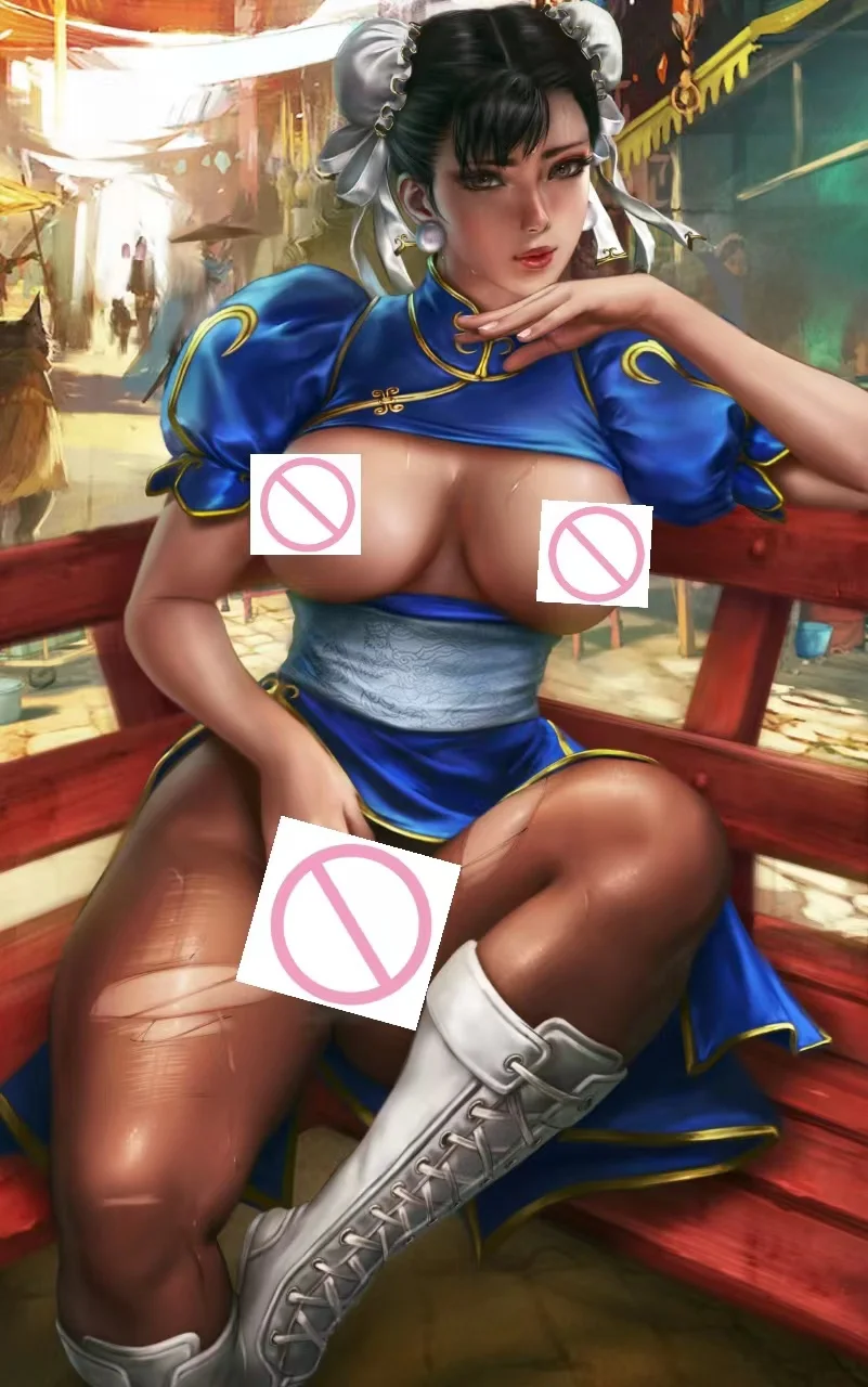 Chun Li Street Fighter Big Boobs Anime Sexy Naked Lady Print Canvas AI Art HD Manga Poster Living Room Bedroom Handing Picture