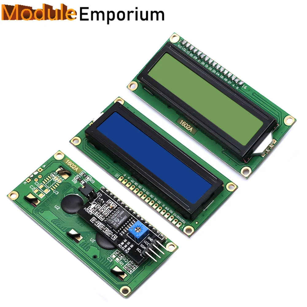 LCD1602 PCF8574T PCF8574 IIC/I2C / Interface 16x2 Character LCD Display Module 1602 5V Blue/ Yellow Green Screen For Arduino DIY