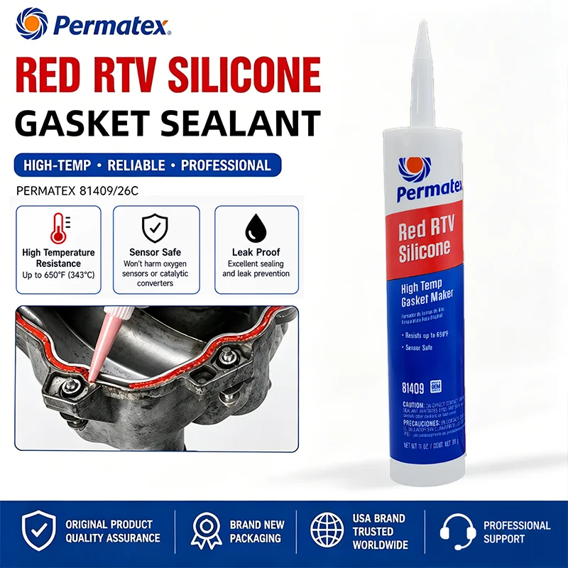 Permatex 26C/81409 High Temperature Resistant Red Automotive Adhesive Insulation Anti-Oxidation Gasket-Free Sealing Compound