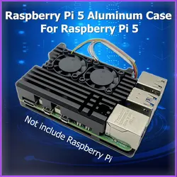 Raspberry Pi 5 Aluminum Case Dual Fan Metal Shell for RPI 5 Pi5