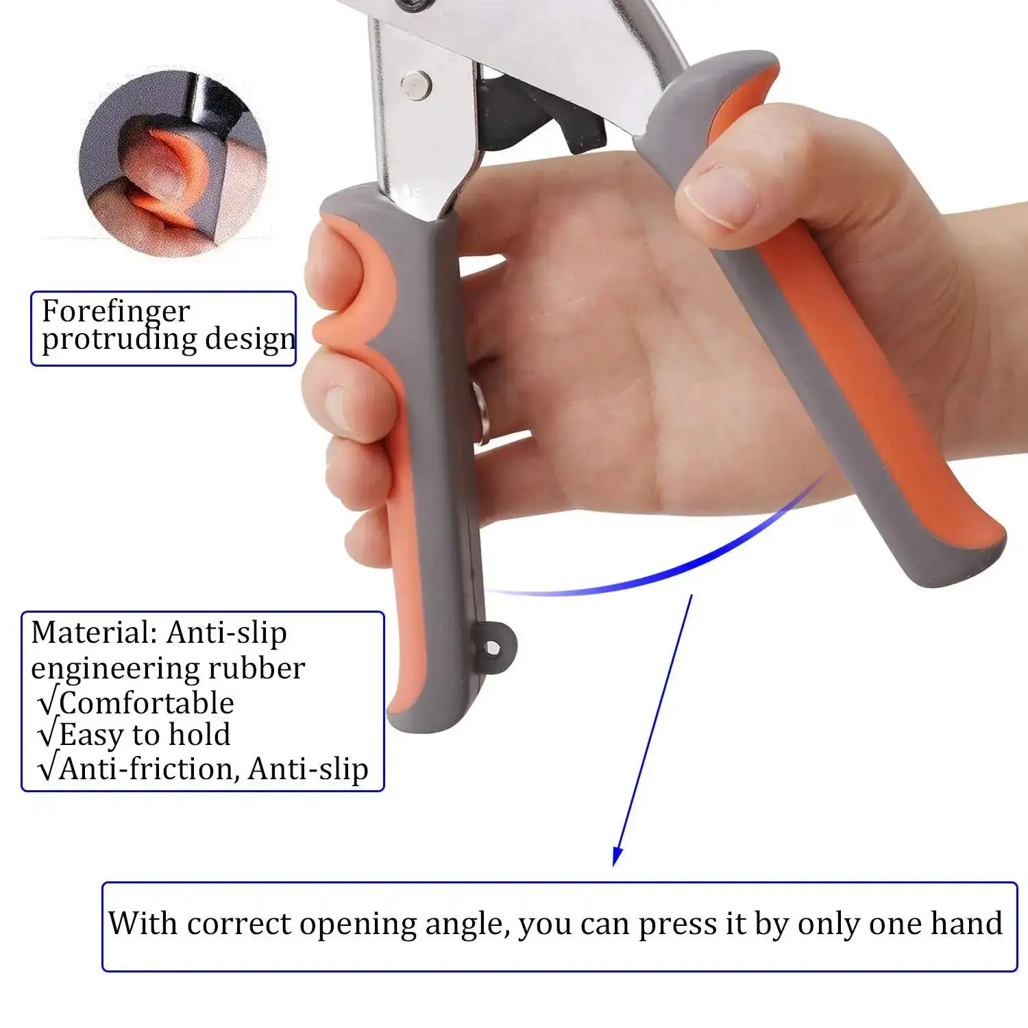 Grommet Tool Kit Handheld Hole Punch Pliers Portable Grommet Hand Press Machine Manual Puncher w/ Silver Grommets of 10.5mm