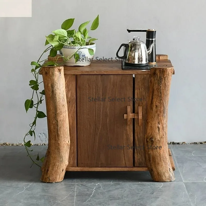 Customizable homestay tea cabinet, all solid wood dining side cabinet, integrated cabinet for boiling water and making tea