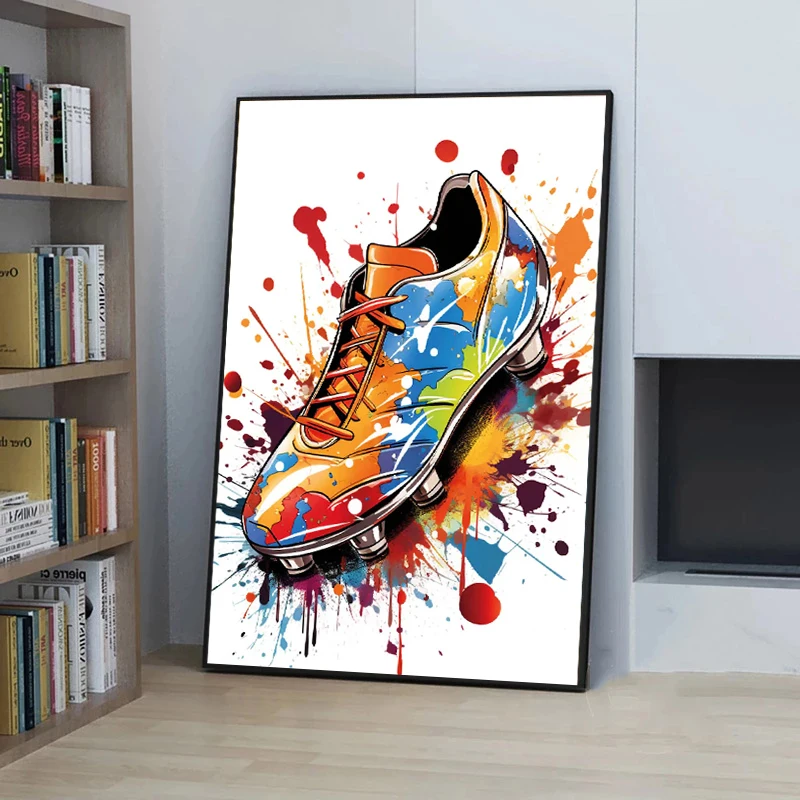 Abstract Watercolor Football Sneaker Posters and Prints Pop Art Canvas Paintings Wall Pictures for Boys Room Home Decoration