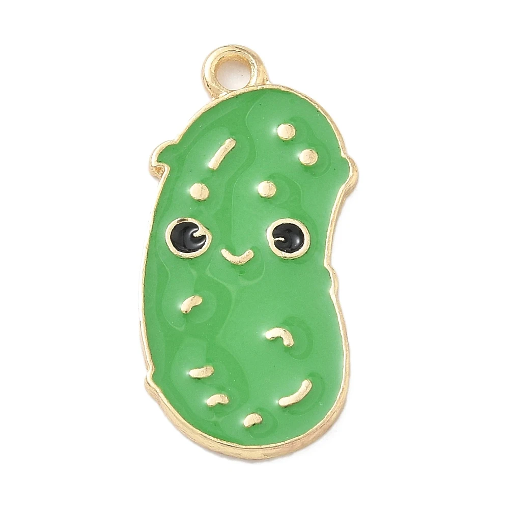 60pcs Cute Enamel Pickle Charms Green Alloy Cucumber Pendants for DIY Necklace Bracelet Handmade Jewelry Craft Making Supplies