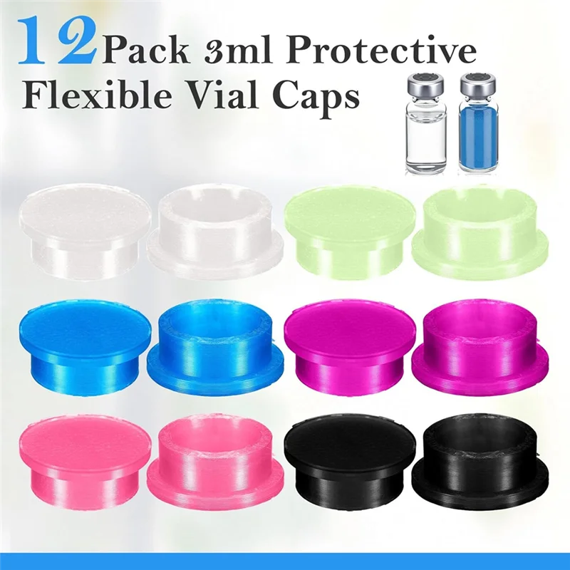 محول JSES-Vial مكون من 12 قطعة لأغطية واقية زجاجية سعة 3 مل، أغطية قابلة لإعادة الاستخدام لغطاء تخزين قوارير الحقن 3 مل #4