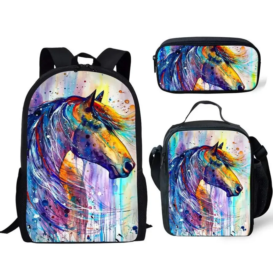 Cartoon Horse Backpack for Teens Kids Horse School Bags Cute Backpack Boys Girls School Backpacks for Kids Gift