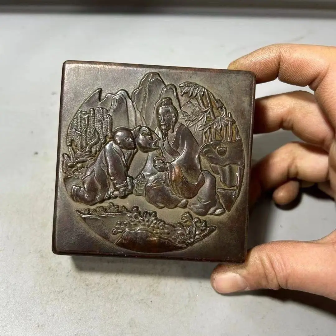 Square ink cartridge with lid Panasonic boy antique study four treasures ink box home study office ornament inkstone