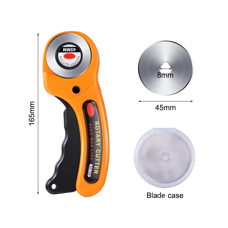 45mm Rotary Cutter Set Leather Craft Cutting Tool with Ergonomic Handle for DIY Fabric Patchworking Sewing Quilting Crafting