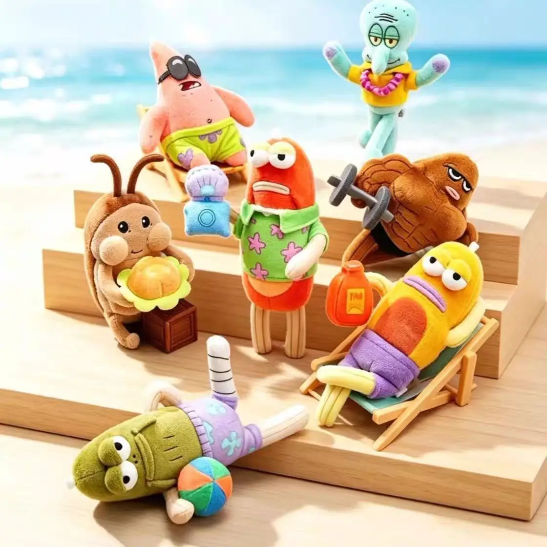 Spongebob Squarepants Official Plush Blind Box Movable Action Figure Weird Stuffed Doll Beach Theme Birthday Gift For Adults