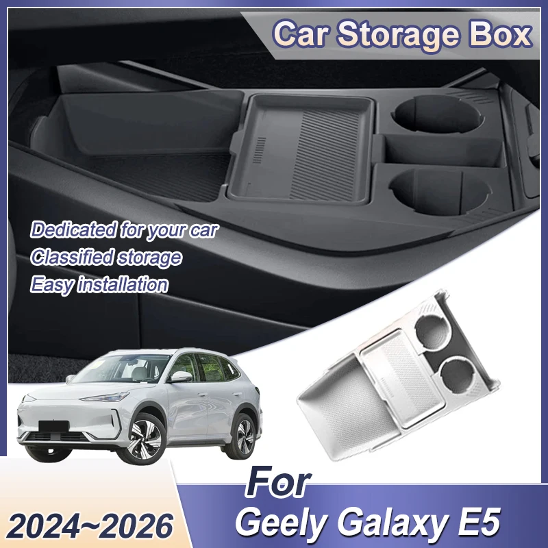 

Central Control Lower Storage Box For Geely Galaxy E5 2024~2026 Anti-slip Armrest Box Organizer Interior Tidying Accessories