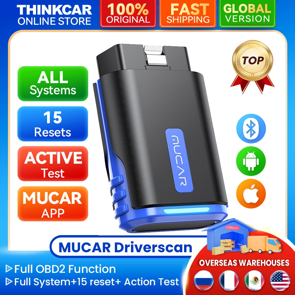

MUCAR Driverscan Automotive Diagnostic Tools Obd 2 Scanner 15 Resets Bi-Directional Scan Tool All Cars Full System Code Reader