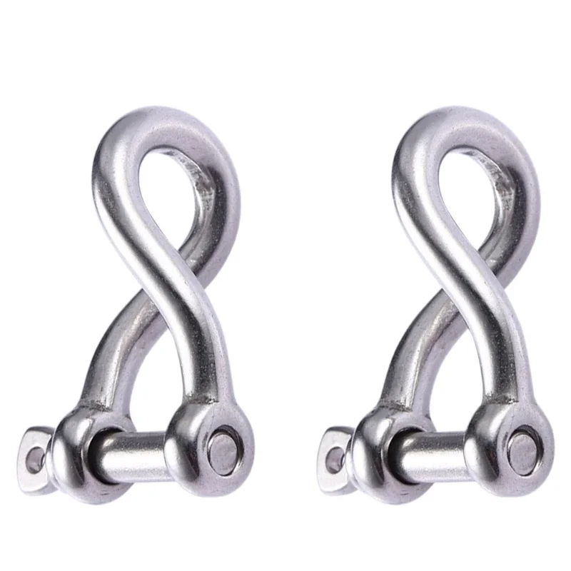 4mm 316 Stainless Steel Twisted Shackle with Screw Pin, Heavy Duty Boat Rigging 2PCS Marine Hardware