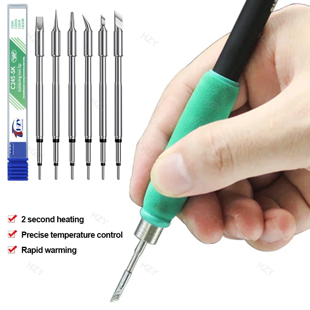 HZY OEM سبيكة لحام نصائح C210 C245 C115 التدفئة الأساسية متوافق JBC Sugon Aifen Aixun محطة لحام مقبض لحام الحديد