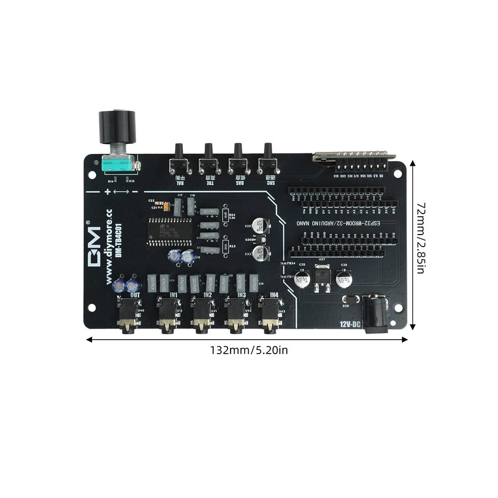 TDA7440D I2C Audio Processing Module ±14dB Bass Treble Adjustment 4 Way Audio Switch With ST7735 LCD Screen