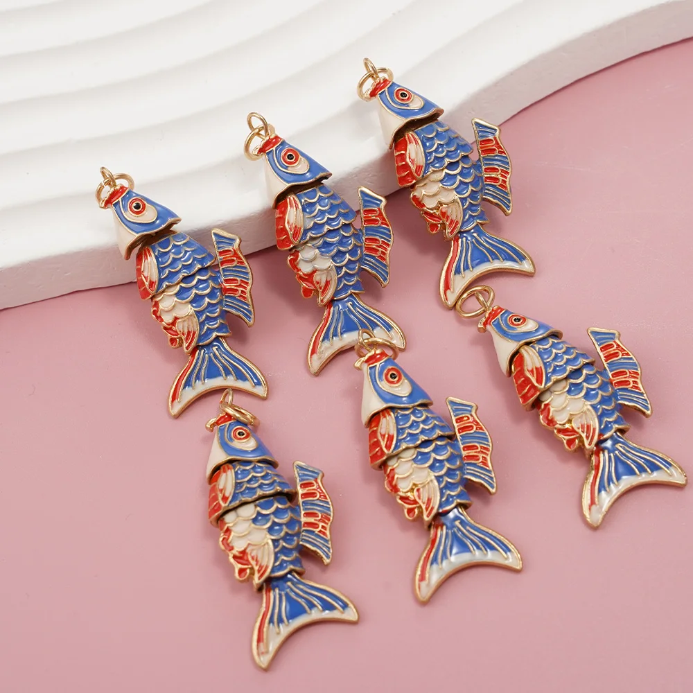 7 Pieces Carp Pendant Set DIY Fashion Jewelry Materials for Bracelet Necklace Earrings Bag Charm - Beautiful Fish Design