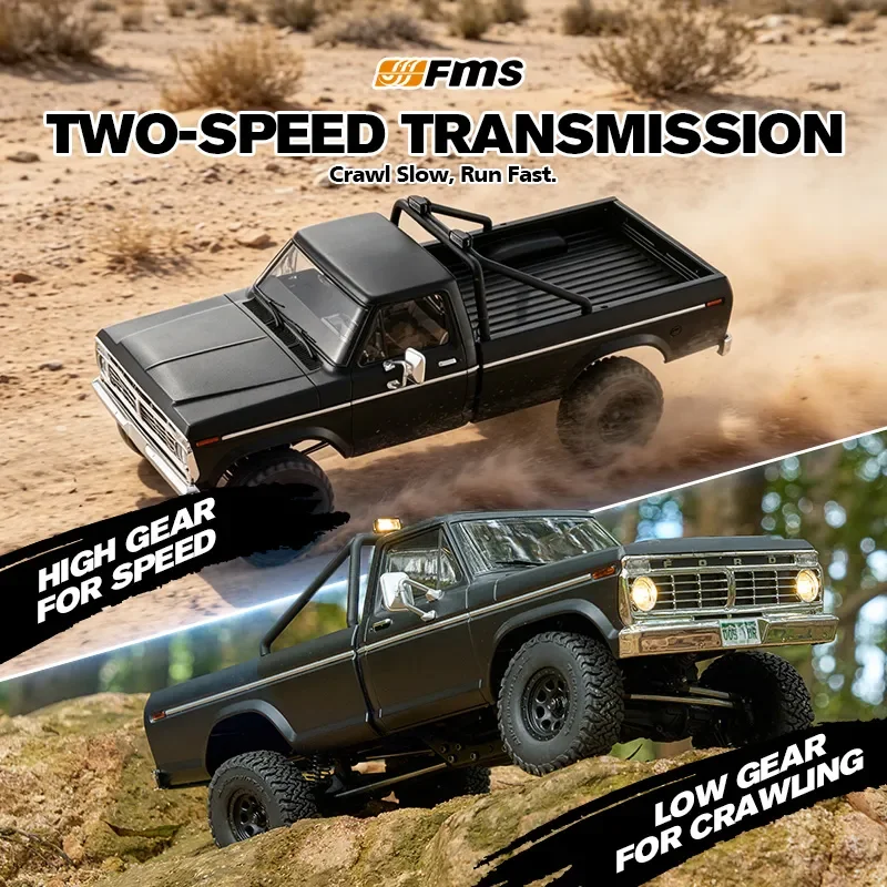 1:18 Fms Fcx18 Ii Ford F-100 Brushless Black Quickly Change The Shell Remote Control Car Climbing Car Miniature Model Custom Toy