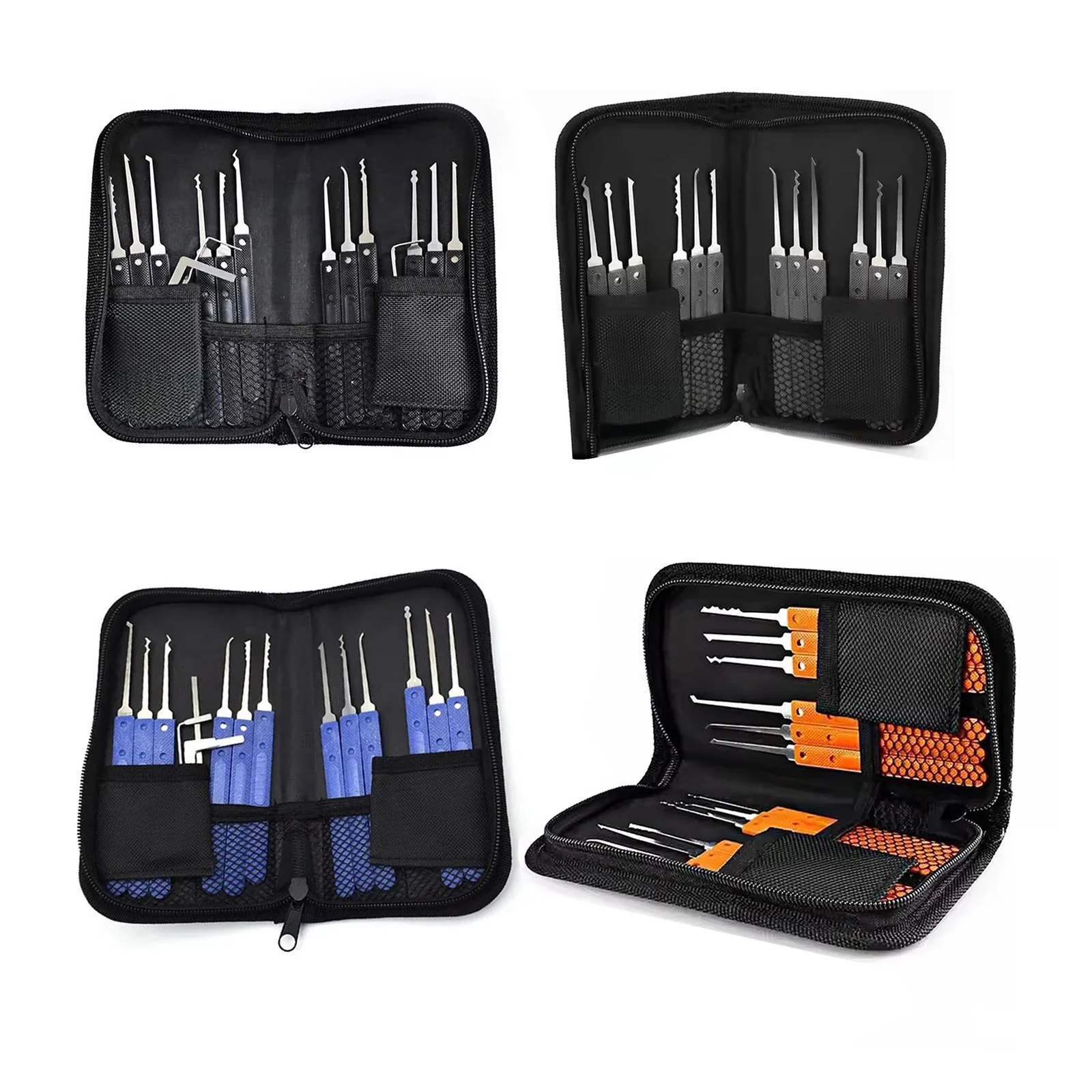 17pcs/set Locksmith Tools Set Stainless Steel Pick Tools Anti-slip Handle Professional Portable Beginners Friendly 4 Color
