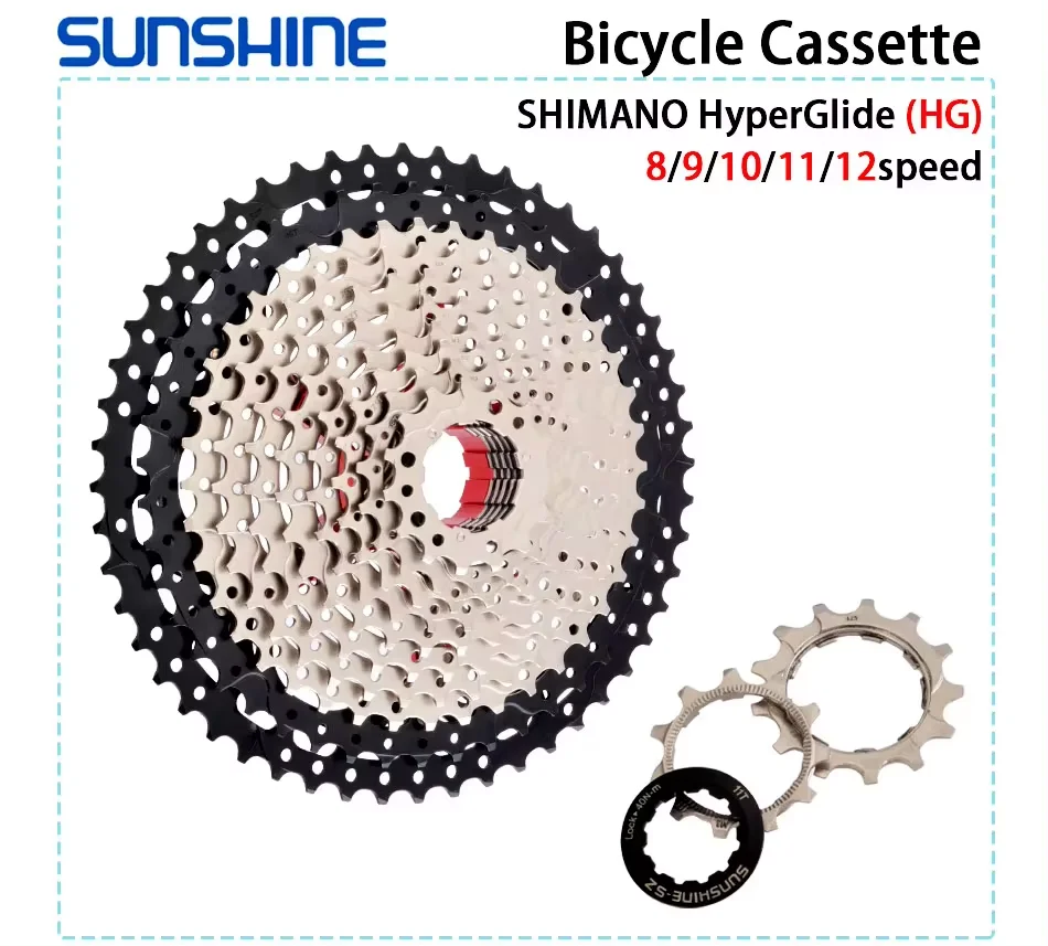 SUNSHINE-Cassette de bicicleta, piñón libre de 8/9/10/11/12 velocidades, 32/36T/40T/42T/46T/50T/52T, estructura HG, volante para image 6