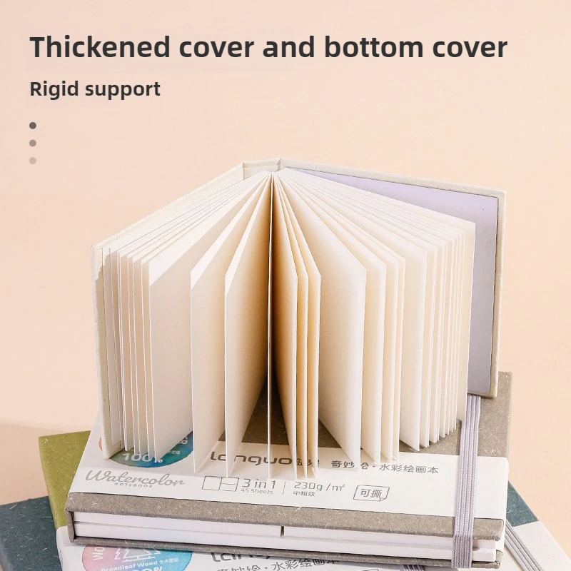 LANGUO المحمولة 3 في 1 كراسة الرسم الفنية متوسطة الملمس سميكة جدا لعلامات الألوان المائية القلم ورق فني اللوازم المدرسية القرطاسية