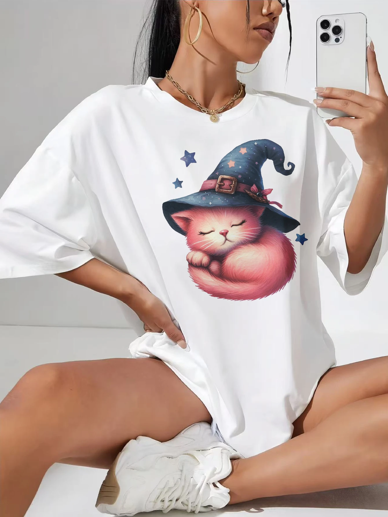 

Pink-Halloween-Clipart-Cute-Halloween White maternity T-shirt with slouchy silhouette round neck bump friendly stretch